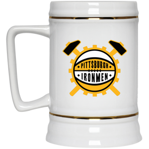 Pittsburgh Ironmen Beer Stein Mug Ceramic 22 oz. NBA Basketball Team color White