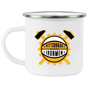 Pittsburgh Ironmen Camping Mug Enamel 12 oz. NBA Basketball Team color White Pittsburgh Ironmen Camping Mug Enamel 12 oz. NBA Basketball Team color White