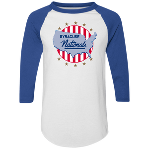 Syracuse Nationals Raglan Shirt 3/4 Sleeve NBA Basketball Team color White/Royal Blue Syracuse Nationals Raglan Shirt 3/4 Sleeve NBA Basketball Team color White/Royal Blue