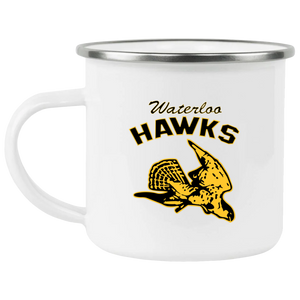 Waterloo Hawks Camping Mug Enamel 12 oz. NBA Basketball Team color White Waterloo Hawks Camping Mug Enamel 12 oz. NBA Basketball Team color White