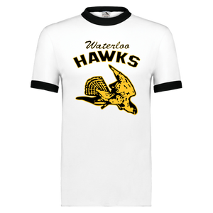 Waterloo Hawks T-shirt Short Sleeve Cotton Tee Shirt NBA Basketball Team color White/Black Waterloo Hawks T-shirt Short Sleeve Cotton Tee Shirt NBA Basketball Team color White/Black