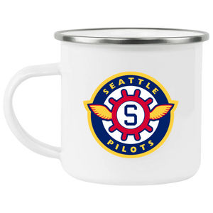 Seattle Pilots Camping Mug Stainless Steel Enamel 12 oz. MLB Baseball team color White Seattle Pilots Camping Mug Stainless Steel Enamel 12 oz. MLB Baseball team color White