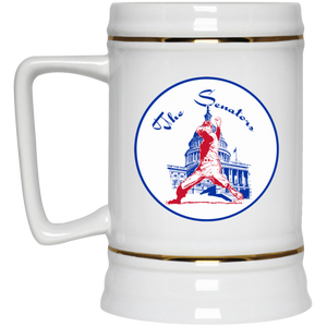 Washington Senators Beer Stein Mug Ceramic 22 oz. Capacity MLB Baseball Team color White Washington Senators Beer Stein Mug Ceramic 22 oz. Capacity MLB Baseball Team color White