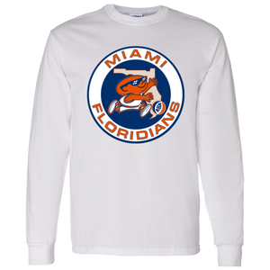 Miami Floridians ABA Long Sleeve Shirt Classic American Basketball Association Team color White Miami Floridians ABA Long Sleeve Shirt Classic American Basketball Association Team color White