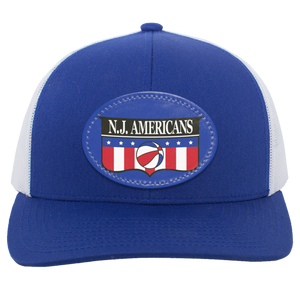 New Jersey Americans ABA Basketball Team Trucker Cap color Royal Blue/White New Jersey Americans ABA Basketball Team Trucker Cap color Royal Blue/White
