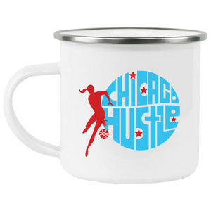 Chicago Hustle Camping Mug 12 oz. Enamel Women's Pro Basketball League Team color White Chicago Hustle Camping Mug 12 oz. Enamel Women's Pro Basketball League Team color White