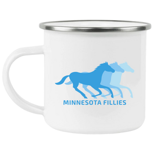 Minnesota Fillies Camping Mug 12 oz. Enamel Women's Pro Basketball League Team color White Minnesota Fillies Camping Mug 12 oz. Enamel Women's Pro Basketball League Team color White