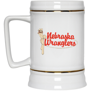 Nebraska Wranglers WBL Beer Stein Mug Ceramic 22 Oz. Women's Professional Basketball League Team color White Nebraska Wranglers WBL Beer Stein Mug Ceramic 22 Oz. Women's Professional Basketball League Team color White