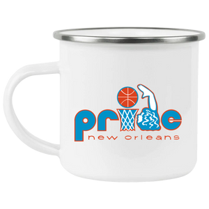New Orleans Pride Camping Mug 12 oz. Enamel Women's Pro Basketball League Team color White New Orleans Pride Camping Mug 12 oz. Enamel Women's Pro Basketball League Team color White