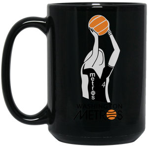Washington Metros WBL Mug Black Ceramic 15 oz. Women's Pro Basketball League Team Washington Metros WBL Mug Black Ceramic 15 oz. Women's Pro Basketball League Team