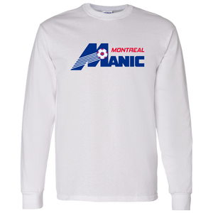 Montreal Manic NASL Long Sleeve Shirt Classic North American Soccer League Team color White Montreal Manic NASL Long Sleeve Shirt Classic North American Soccer League Team color White