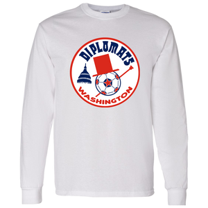 Washington Diplomats NASL Long Sleeve Shirt North American Soccer League Team color White Washington Diplomats NASL Long Sleeve Shirt North American Soccer League Team color White