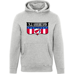 New Jersey Americans ABA Basketball Hoodie Pullover color Heather Gray New Jersey Americans ABA Basketball Hoodie Pullover color Heather Gray