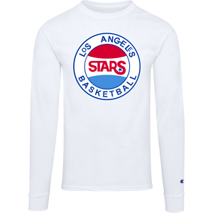 Los Angeles Stars ABA Long Sleeve Shirt American Basketball Association Team Logo color White Los Angeles Stars ABA Long Sleeve Shirt American Basketball Association Team Logo color White