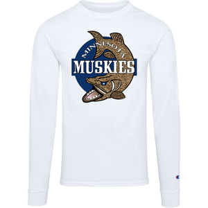 Minnesota Muskies ABA Long Sleeve Shirt American Basketball Association Team Logo color White Minnesota Muskies ABA Long Sleeve Shirt American Basketball Association Team Logo color White