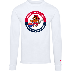 New Orleans Buccaneers ABA Long Sleeve Shirt American Basketball Association Team Logo color White New Orleans Buccaneers ABA Long Sleeve Shirt American Basketball Association Team Logo color White