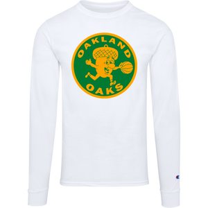 Oakland Oaks ABA Long Sleeve Shirt American Basketball Association Team Logo color White Oakland Oaks ABA Long Sleeve Shirt American Basketball Association Team Logo color White