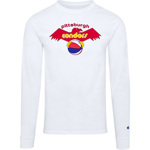 Pittsburgh Condors ABA Long Sleeve Shirt American Basketball Association Team Logo color White Pittsburgh Condors ABA Long Sleeve Shirt American Basketball Association Team Logo color White
