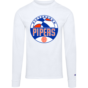 Pittsburgh Pipers ABA Long Sleeve Shirt American Basketball Association Team Logo color White Pittsburgh Pipers ABA Long Sleeve Shirt American Basketball Association Team Logo color White