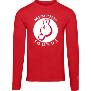 Memphis Sounds ABA Basketball Team Long Sleeve Shirt Crewneck 100% Cotton Fabric color Red Memphis Sounds ABA Basketball Team Long Sleeve Shirt Crewneck 100% Cotton Fabric color Red