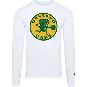 Oakland Oaks ABA Basketball Team Long Sleeve Shirt Crewneck 100% Cotton Fabric color White Oakland Oaks ABA Basketball Team Long Sleeve Shirt Crewneck 100% Cotton Fabric color White