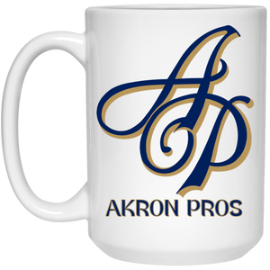 Akron Pros Mug 15 oz. White Glossy Ceramic Drinkware NFL Football Team Logo Akron Pros Mug 15 oz. White Glossy Ceramic Drinkware NFL Football Team Logo