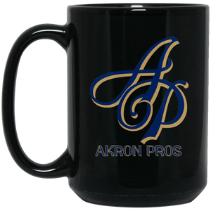 Akron Pros Mug 15 oz. Black Glossy Ceramic Drinkware NFL Football Team Logo Akron Pros Mug 15 oz. Black Glossy Ceramic Drinkware NFL Football Team Logo