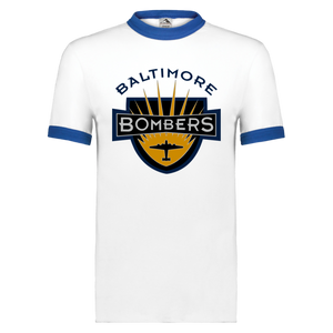 Baltimore Bombers Ringer T-shirt NFL Football Team Fan Apparel color White/Royal Blue Baltimore Bombers Ringer T-shirt NFL Football Team Fan Apparel color White/Royal Blue