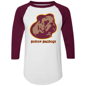 Boston Bulldogs Raglan Shirt Colorblock NFL Football Team Fan Apparel color White/Maroon Boston Bulldogs Raglan Shirt Colorblock NFL Football Team Fan Apparel color White/Maroon