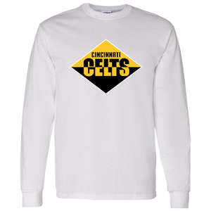 Cincinnati Celts Long Sleeve Shirt Classic NFL Football Team Fan Apparel color White Cincinnati Celts Long Sleeve Shirt Classic NFL Football Team Fan Apparel color White