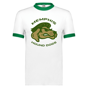 Memphis Hound Dogs Ringer T-shirt NFL Football Team Fan Apparel color White/Green Memphis Hound Dogs Ringer T-shirt NFL Football Team Fan Apparel color White/Green