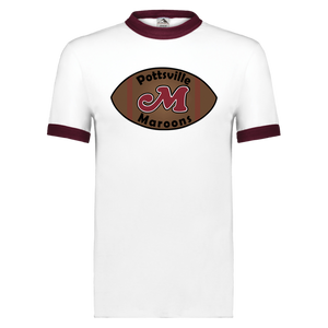 Pottsville Maroons Ringer T-shirt NFL Football Team Fan Apparel color White/Maroon Pottsville Maroons Ringer T-shirt NFL Football Team Fan Apparel color White/Maroon