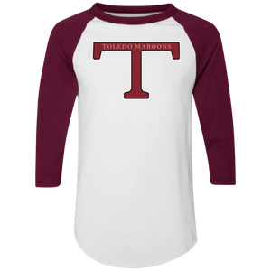 Toledo Maroons Raglan Shirt Colorblock NFL Football Team Fan Apparel color White/Maroon Toledo Maroons Raglan Shirt Colorblock NFL Football Team Fan Apparel color White/Maroon