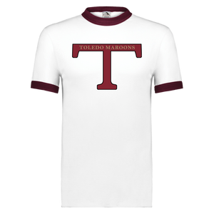 Toledo Maroons Ringer T-shirt NFL Football Team Fan Apparel color White/Maroon Toledo Maroons Ringer T-shirt NFL Football Team Fan Apparel color White/Maroon