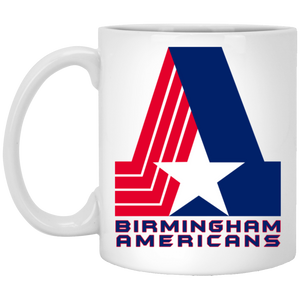 Birmingham Americans Mug 11 oz. White Glossy Ceramic WFL Football Team Logo Birmingham Americans Mug 11 oz. White Glossy Ceramic WFL Football Team Logo