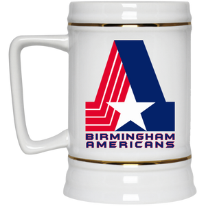 Birmingham Americans Beer Stein 22 oz. White Ceramic WFL Football Team Drinkware Birmingham Americans Beer Stein 22 oz. White Ceramic WFL Football Team Drinkware