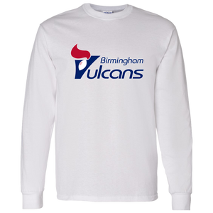 Birmingham Vulcans Long Sleeve Shirt Classic WFL Football Team color White Birmingham Vulcans Long Sleeve Shirt Classic WFL Football Team color White