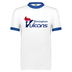 Birmingham Vulcans Ringer T-shirt WFL Football Team color White/Royal Blue Birmingham Vulcans Ringer T-shirt WFL Football Team color White/Royal Blue