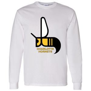 Charlotte Hornets Long Sleeve Shirt Classic WFL Football Team color White Charlotte Hornets Long Sleeve Shirt Classic WFL Football Team color White