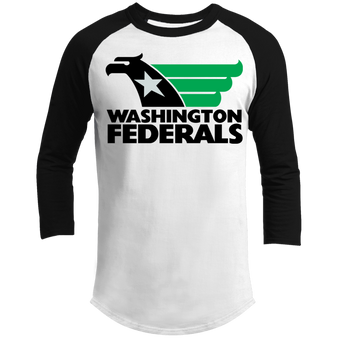 Washington Federals USFL Raglan 3/4 Sleeve Tee Shirt - White/Black