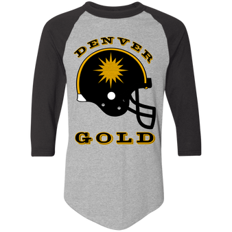 Denver Gold Helmet Raglan Shirt 3/4 Sleeve Colorblock in Athletic Heather/Black