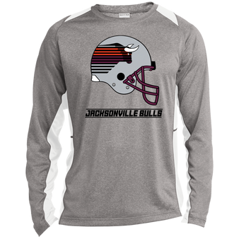 Jacksonville Bulls Helmet Long Sleeve Shirt Colorblock Challenger in Vintage Heather/White