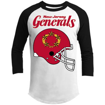 New Jersey Generals USFL Team 3/4 Sleeve Raglan T-shirt - White/Black