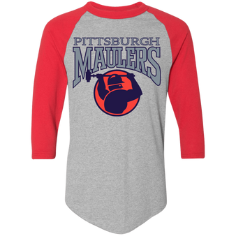 Pittsburgh Maulers USFL Raglan Shirt 3/4 Sleeve T-shirt - Athletic Heather/Red