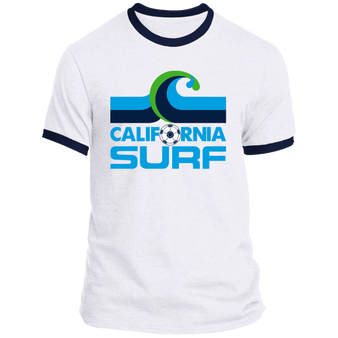 California Surf T-shirt Rarified Ringer NASL Soccer color White/Navy