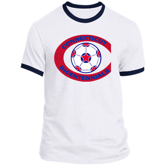 Connecticut Bicentennials T-shirt Ringer NASL Soccer color White/Navy