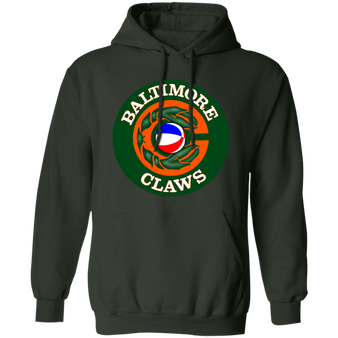 Baltimore Claws Hoodie Pullover Classic ABA Basketball color Forest Green