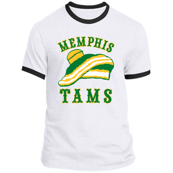 Memphis Tams T-shirt Rarified Ringer ABA Basketball color White/Black