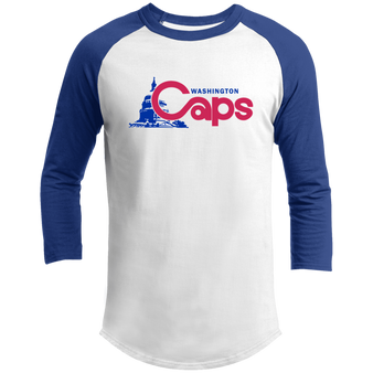 Washington Caps Raglan Shirt Franchise ABA Basketball color White/Royal Blue