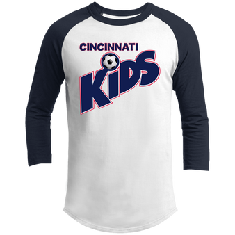 Cincinnati Kids Raglan Shirt Franchise MISL Soccer color White/Navy